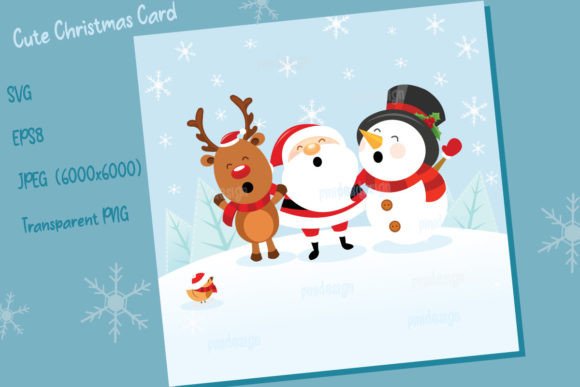 A Cute Christmas Card Graphic for Crafting & Illustration
