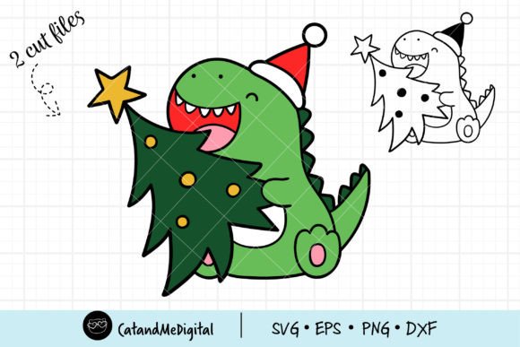 A Festive Dinosaur Graphic for Holiday Marketing Campaigns
