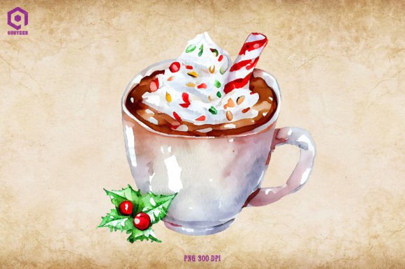 A Review of Watercolor Christmas Hot Cocoa 21 Graphics