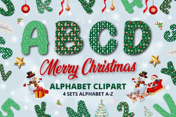 Christmas Alphabet Letters PNG for Editorial Graphics & Illustrations