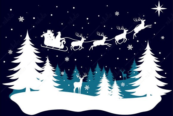 Winter Landscape Christmas Santa Sleigh Design for Products